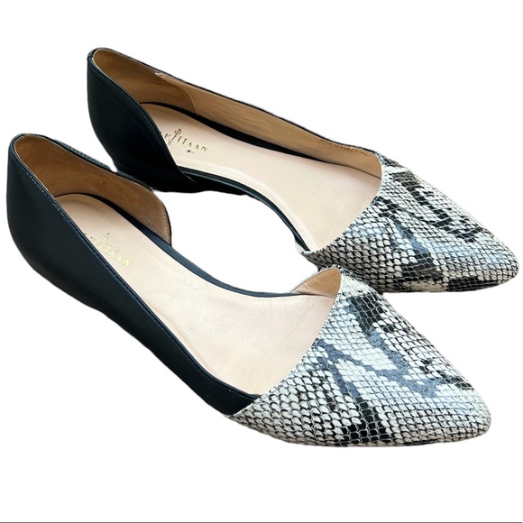 Cole Haan Shoes - Cole Haan snakeskin print leather pointed toe D’Orsay flat shoes size 7